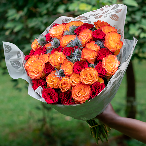 Flame kissed bouquet