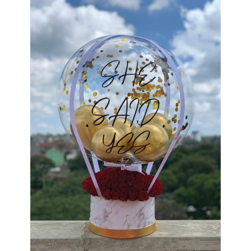 Oval marble flower bubble
